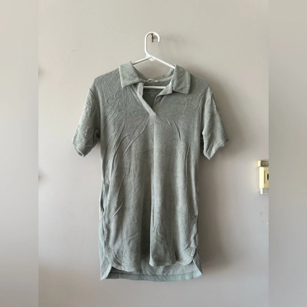 Athleta Girl green fleece Jump In dress or swim cover up L 12 nwot